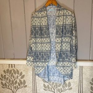MARUICES size L boho lightweight cardigan in creams and  blue